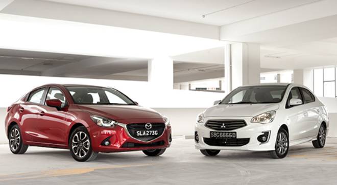mazda-2-sedan-mitsubishi-attrage-suzuki-ciaz-rs_front