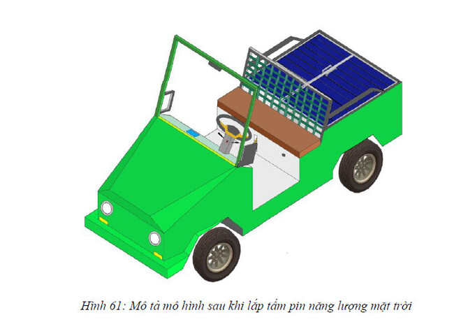Có thể lắp đặt tấm pin năng lượng mặt trường phía sau thùng sau để sạc lại cho bình acquy trong quá trình vận hành.
